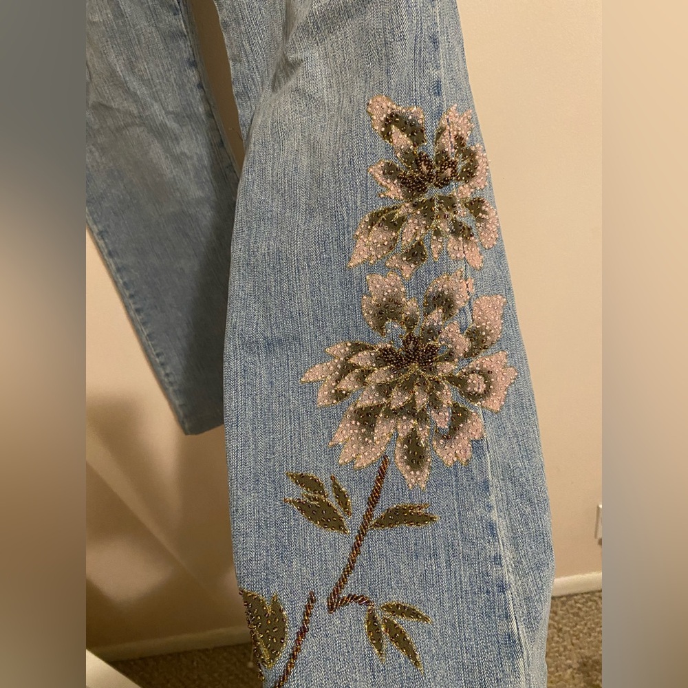 Z. Cavaricci Light Blue Floral Embroidered Jeans - Picture 4 of 10